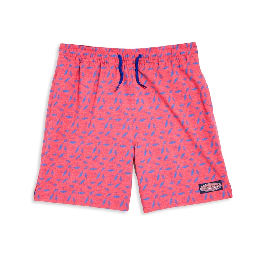 Vineyard Vines Chappy Pink w/ Blue & Blue Elastic Waist Tie Umbrella Swim Trunks